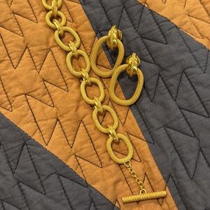 Julie Vos Gold Link Bracelet and Earring Set